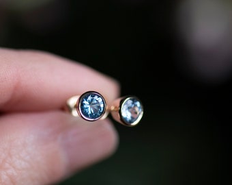 14K gold aquamarine stud earrings