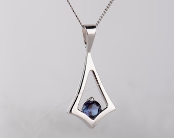 Sterling silver alexandrite kite pendant necklace