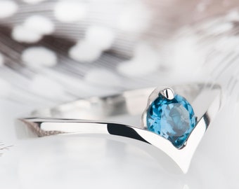 London blue topaz promise ring or engagement ring