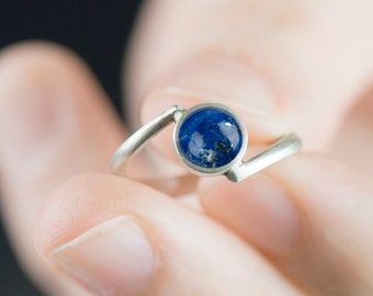 Sterling silver lapis lazuli bypass ring