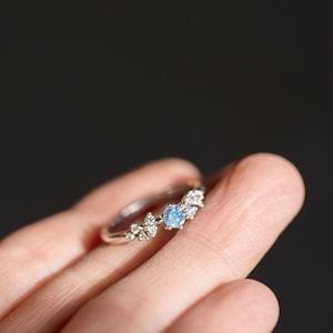 14K gold multistone moonstone and diamond engagement ring