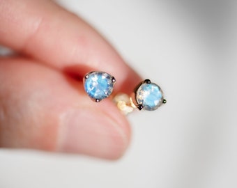 14K gold moonstone stud earrings