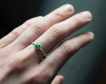 Sterling silver aventurine dainty ring