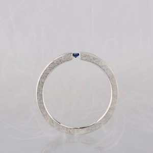 Sterling silver natural blue sapphire tension ring