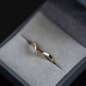 Sterling silver or 14K white, yellow or rose gold small diamond chevron ring