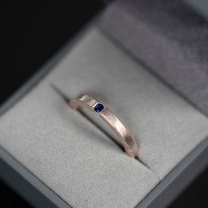 Mokume gane blue sapphire ring