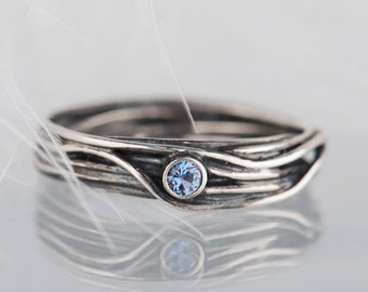 Black sterling silver alexandrite organic ring
