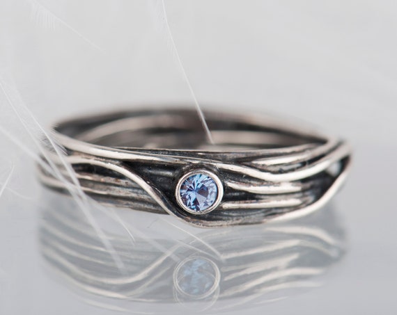 Sterling silver alexandrite organic ring