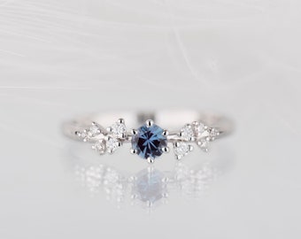 14K Gold Multistone Alexandrit Verlobungsring