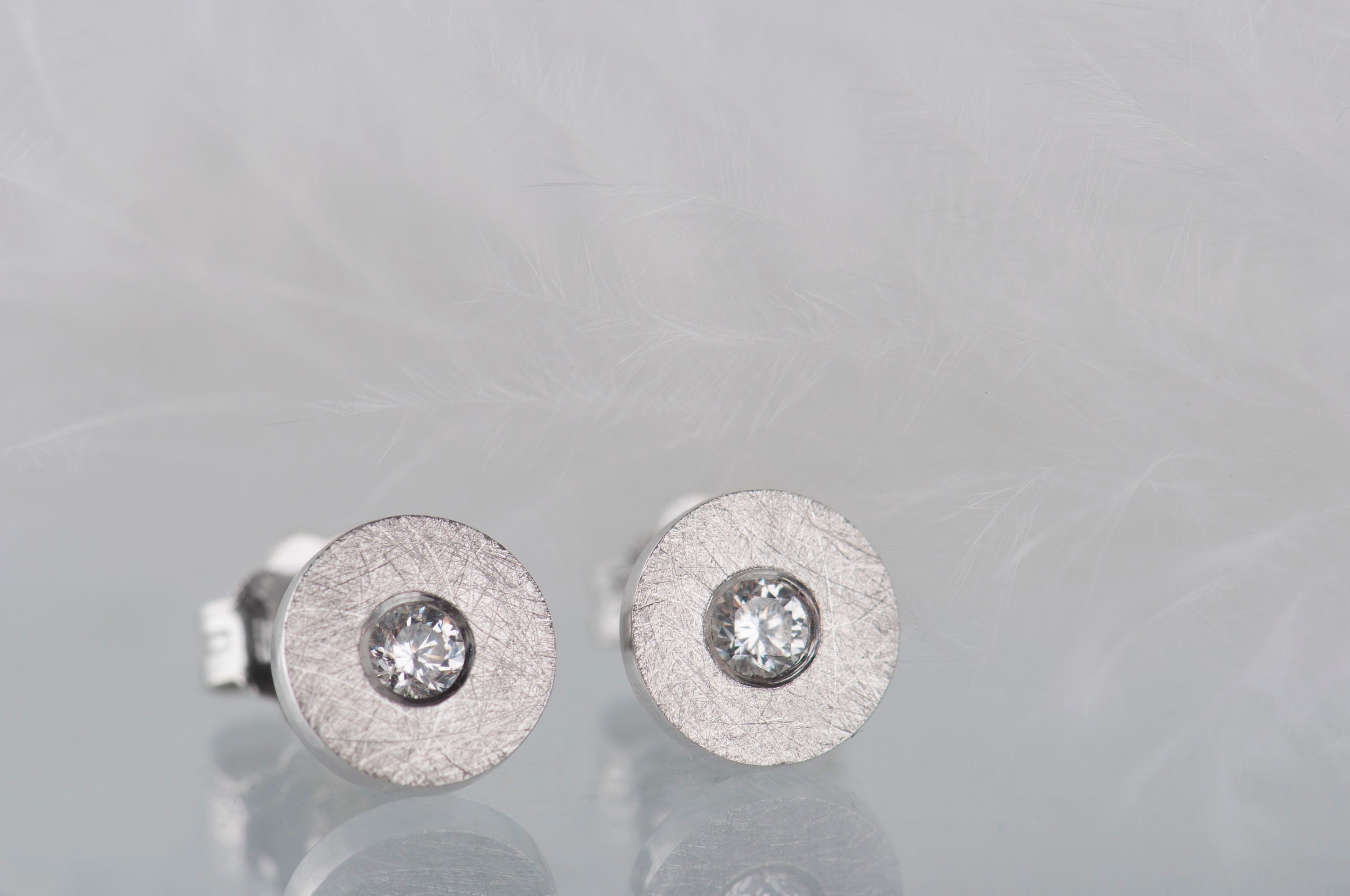 Minimalist sterling silver diamond, moissanite or white sapphire stud