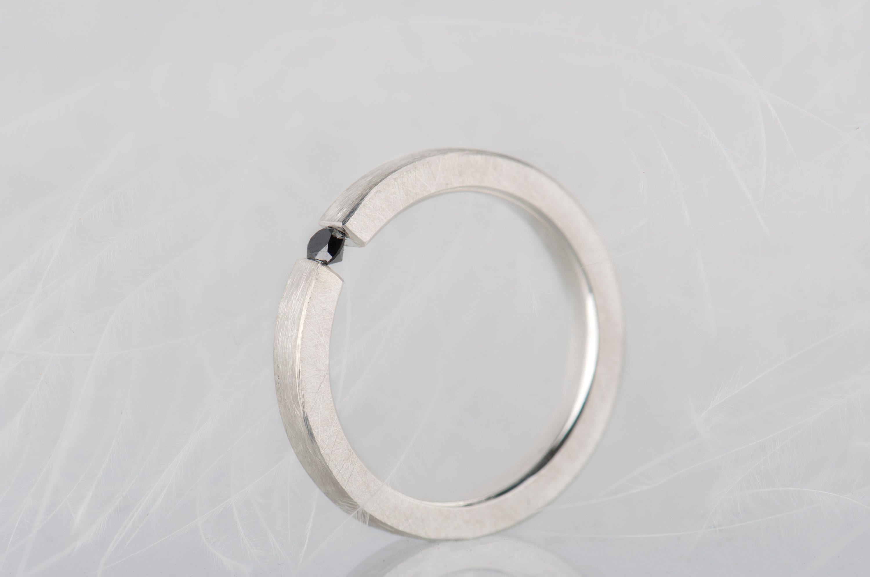 Sterling silver black diamond tension ring