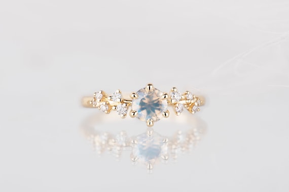 14K gold multistone moonstone engagement ring