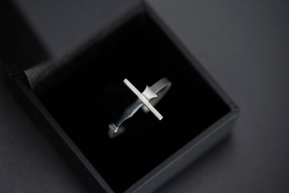 Sterling silver sword ring, Federschwert