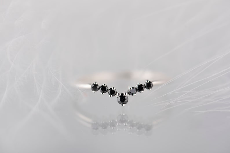 Sterling silver black diamond chevron band