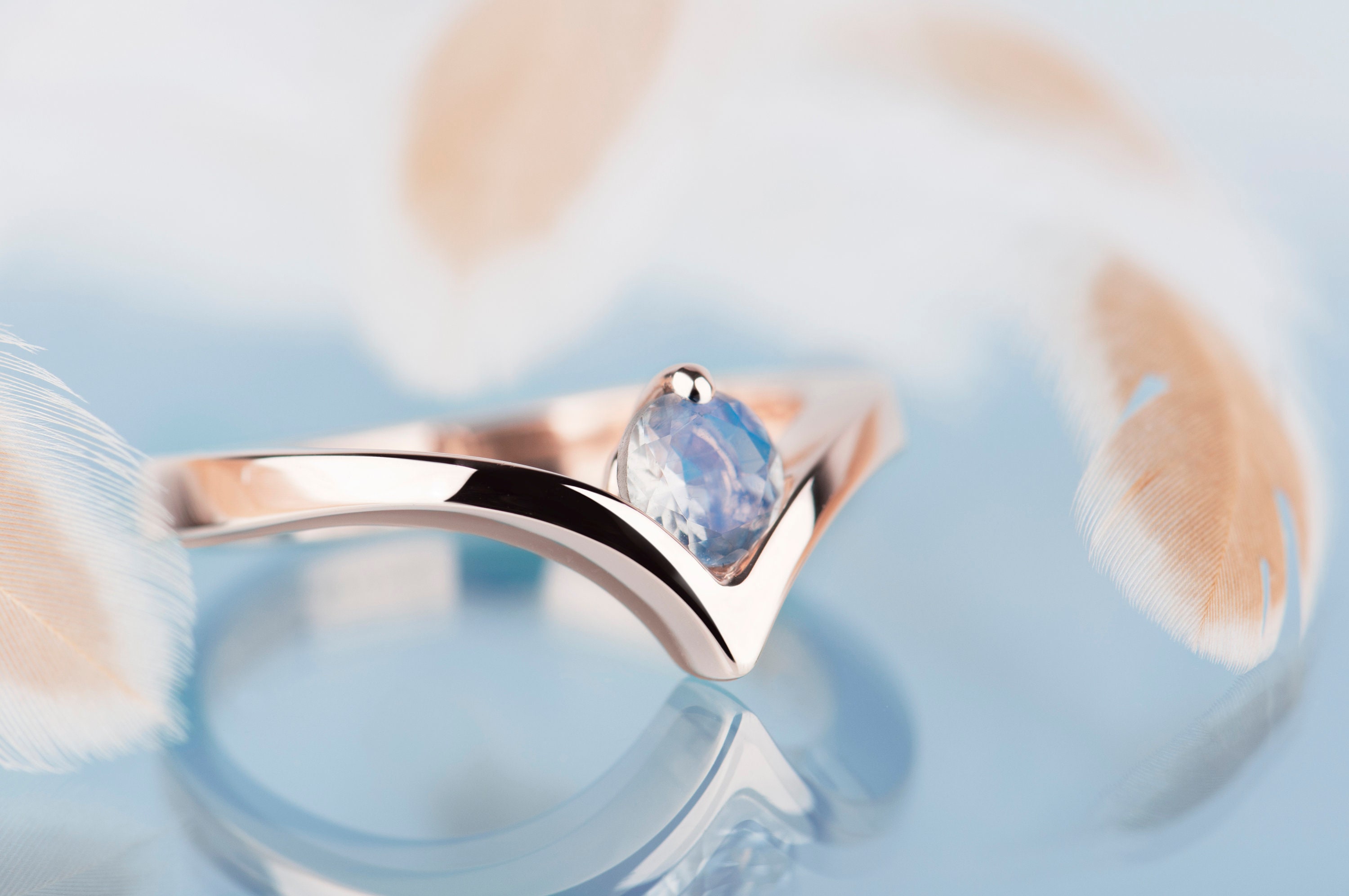 18K Rose Gold-Plated Moonstone Open Ring main image 0