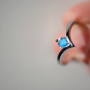 Sterling silver moonstone engagement chevron ring