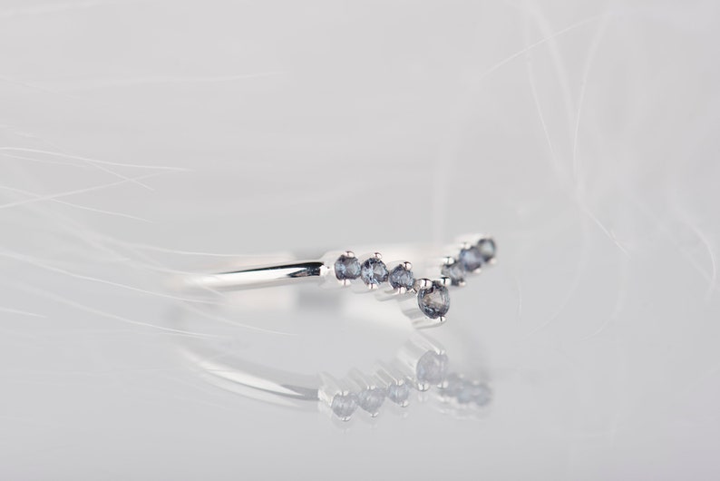 Sterling silver alexandrite chevron band