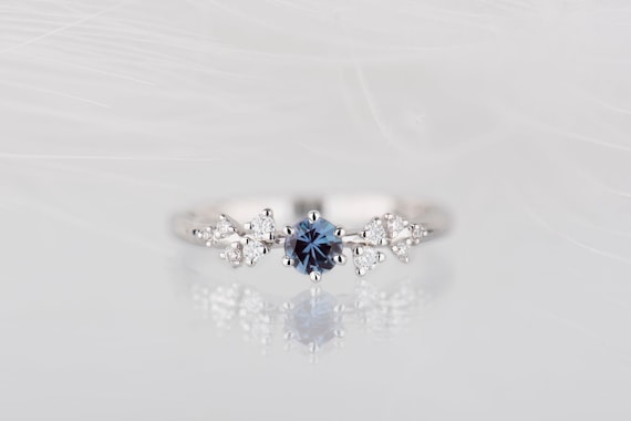 14K gold multistone alexandrite engagement ring