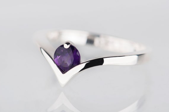 Amethyst chevron promise ring for her 