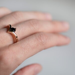 14K rose gold black diamond ring