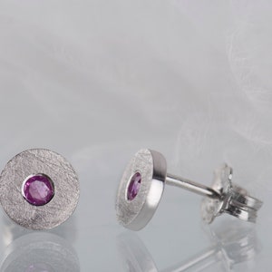 Sterling silver pink sapphire simple studs