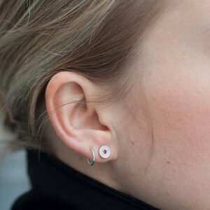 Sterling silver pink sapphire simple stud earrings
