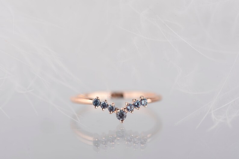 14K rose gold alexandrite chevron band