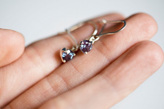 Sterling silver alexandrite dandle drop earrings