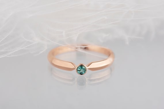 14K rose or yellow gold emerald solitaire engagement ring