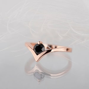 14K rose gold black diamond ring