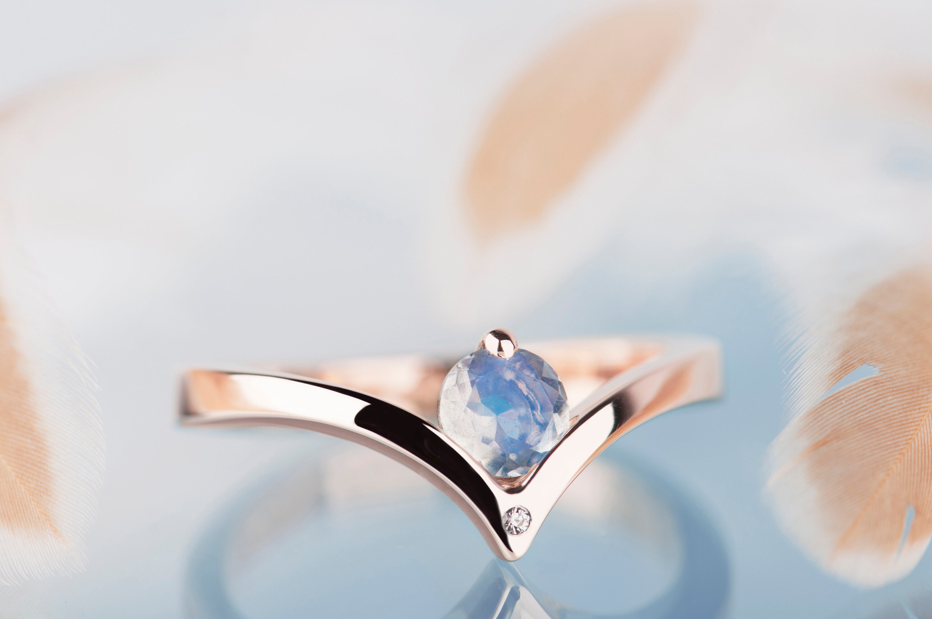 Moonstone 18K Rose Gold-Plated Open Ring