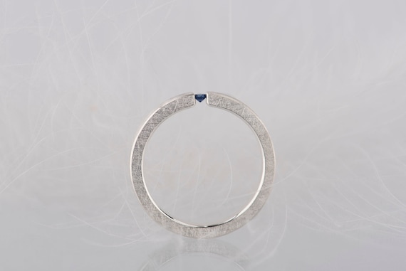 Sterling silver natural blue sapphire tension ring