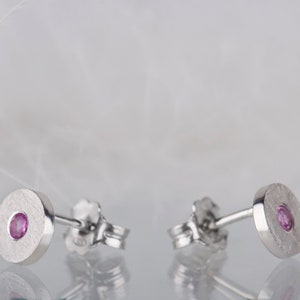 Sterling silver pink sapphire simple studs