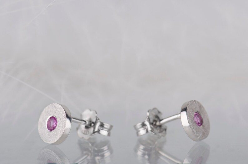 Sterling silver pink sapphire simple studs