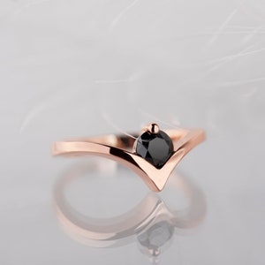 14K rose gold black diamond ring