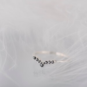 14K white gold black diamond chevron band