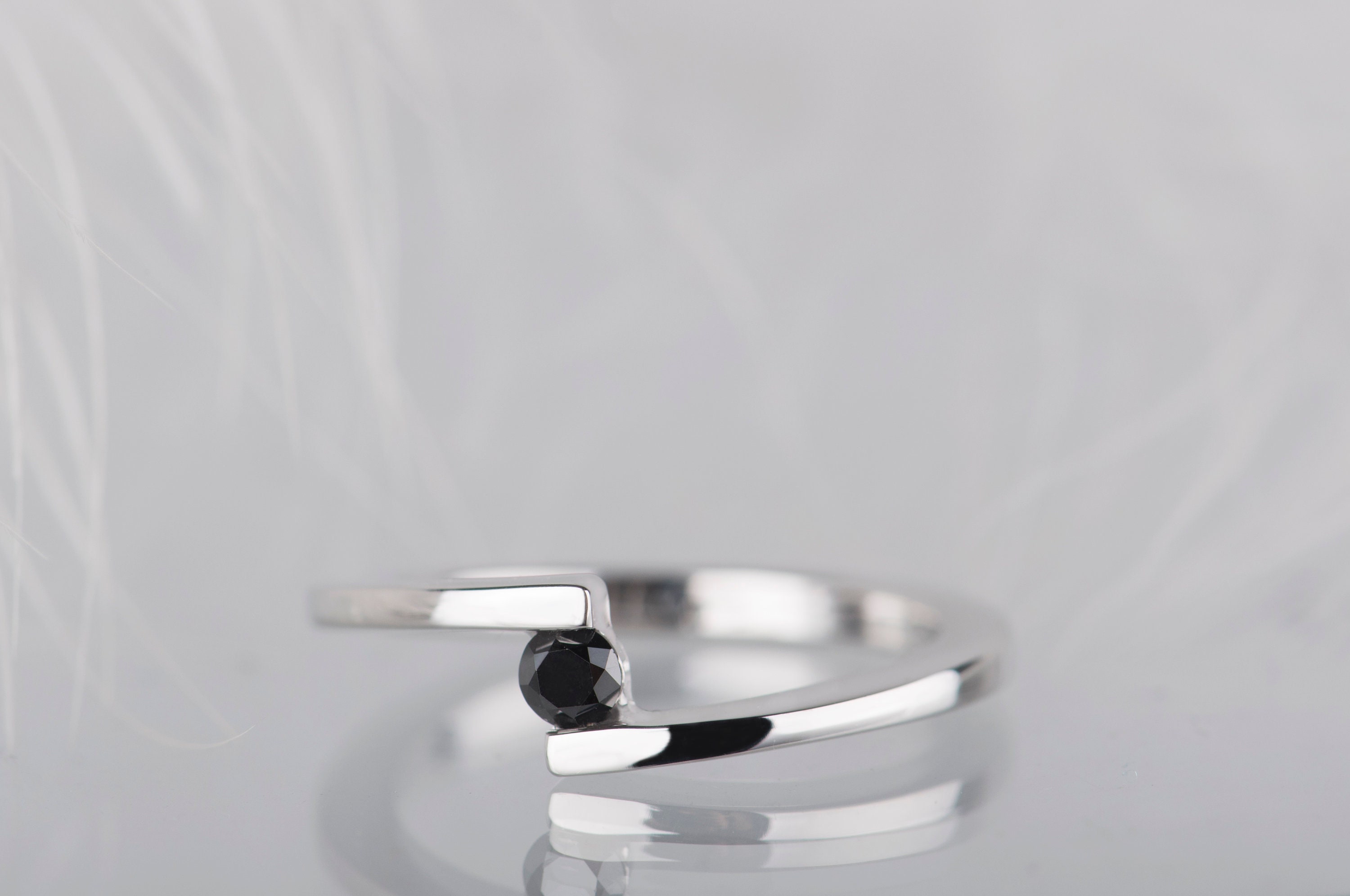 dainty black diamond ring