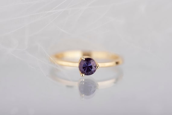 14K yellow, white or rose gold alexandrite solitaire engagement ring