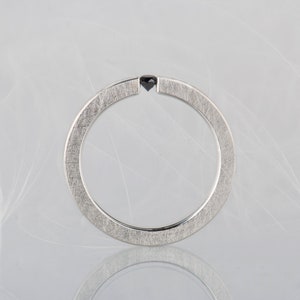 Sterling silver black diamond tension ring