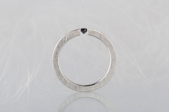 Sterling silver black diamond tension ring