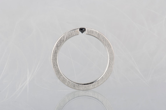 Sterling silver black diamond tension ring