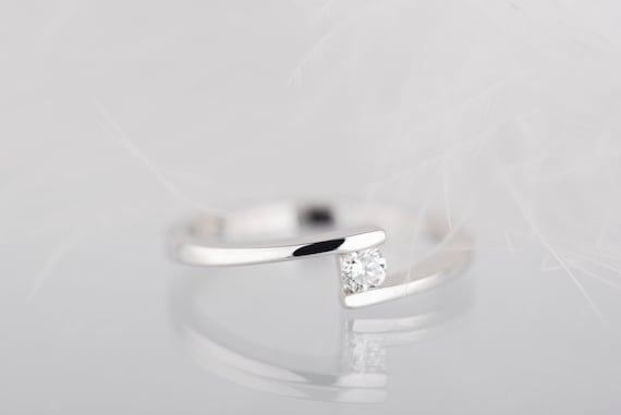 14K white, yellow or rose gold diamond bypass engagement ring