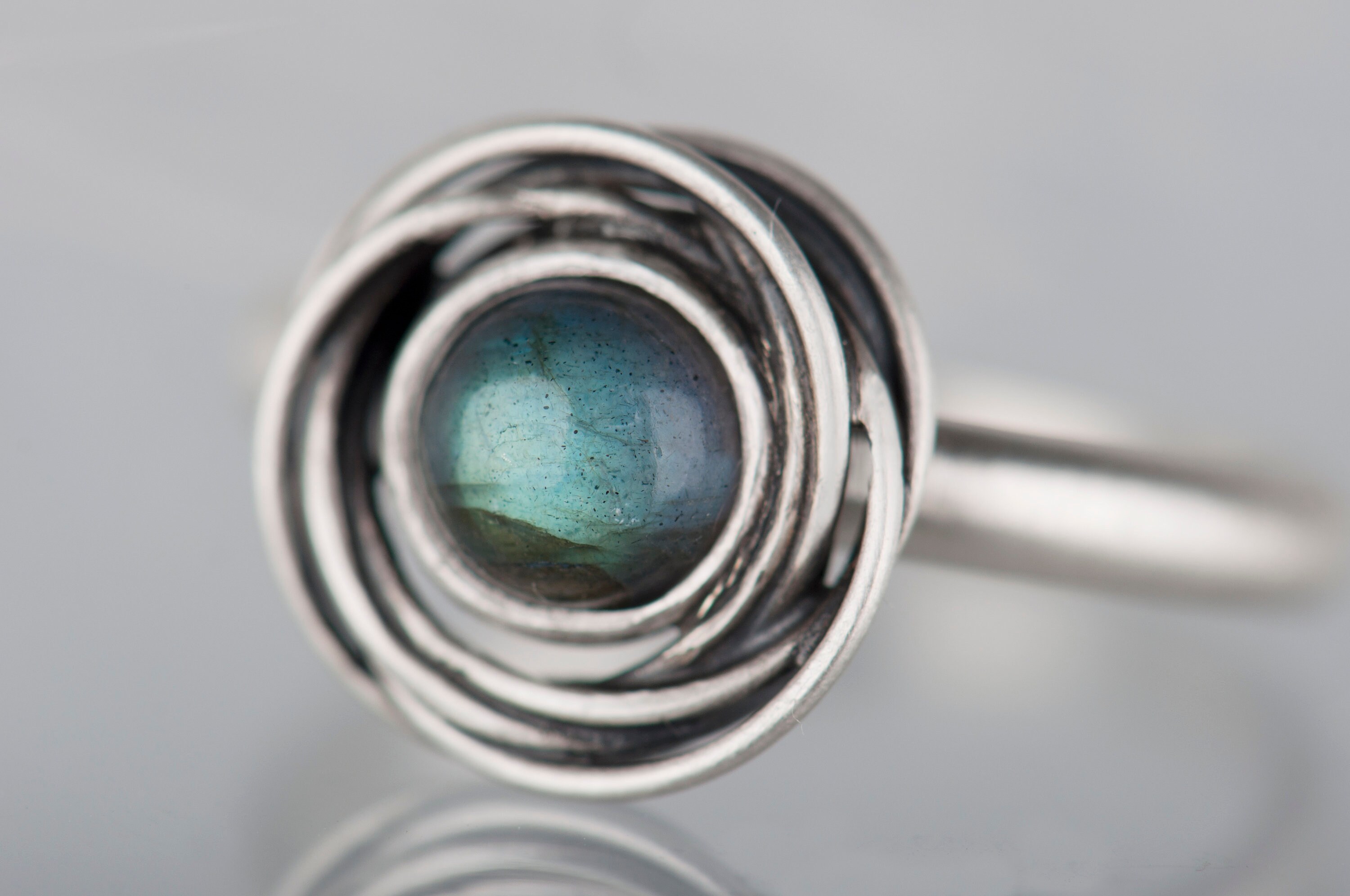 Sterling silver labradorite organic ring