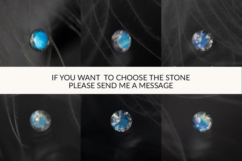 May include: Six iridescent blue and white stones with a cloudy appearance, displayed on a black background.  The text "IF YOU WANT TO CHOOSE THE STONE PLEASE SEND ME A MESSAGE" is displayed below the stones.