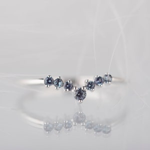 Sterling silver alexandrite chevron band