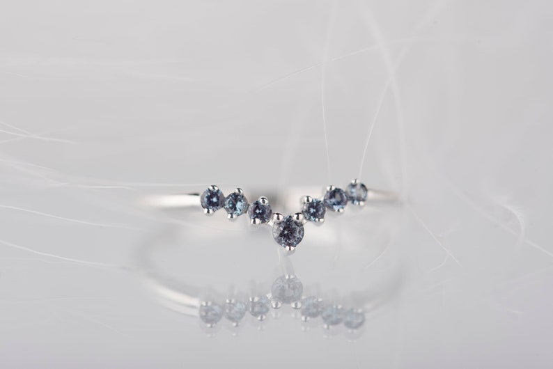 Sterling silver alexandrite chevron band