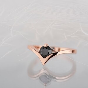 14K rose gold black diamond ring