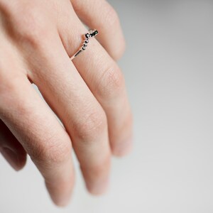 Sterling silver black diamond chevron band on hand
