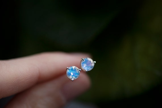 Moonstone sterling silver stud earrings