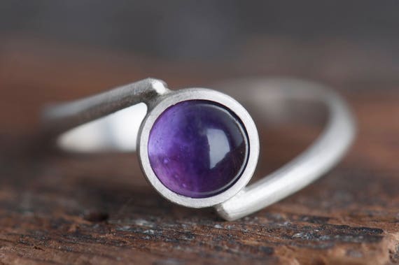 Sterling silver amethyst bypass ring | Etsy